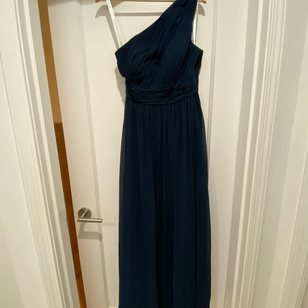 Blue Chiffon Azazi one shoulder dress